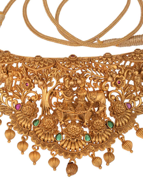Gold Plated ADStudded Kempo Temple Radha Krishna Jewellery Set