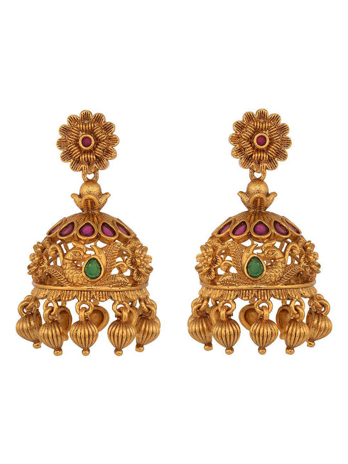 Gold Plated ADStudded Kempo Temple Radha Krishna Jewellery Set