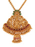 Gold Plated Green AD Embellished Pendant Temple Jewellery Set