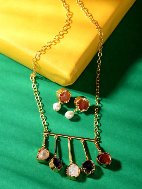 24K Gold plated uncut AD studded Jewellery Set