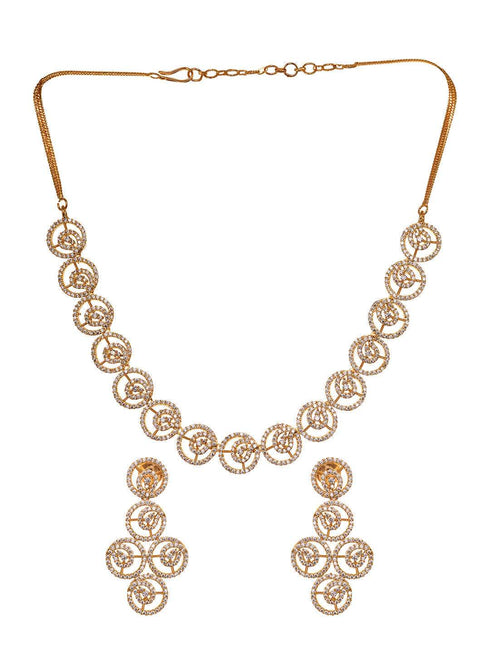 Gold plated AD Studded Statement Necklace jewellery Set
