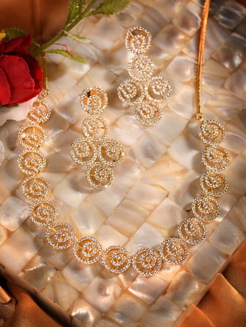 Gold plated AD Studded Statement Necklace jewellery Set