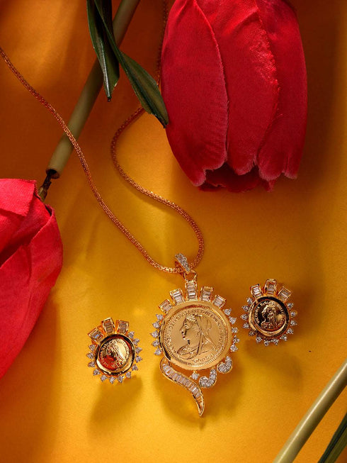 Gold Plated AD Ginni Designer Locket Jewellery Set