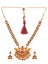 Gold Plated Red Kempo Goddess Lakshmi Deseigner Temple Jewellery Set