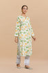 Saba Chikankari Kurta in Mul cotton in Green Floral