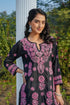 Rayon Chikankari Long Kurta in Black