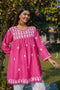 Cotton Chikankari Short Kurta in Pink