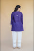 Cotton Chikankari Short Kurta in Navy Blue
