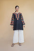 Nidhi in Kashmiri Aari Work Cotton Short Kurta – Black