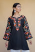 Nidhi in Kashmiri Aari Work Cotton Short Kurta – Black