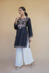 Kashmiri Aari Work Cotton Short Kurta – Black