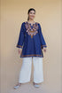Asna in Kashmiri Aari Work Cotton Short Kurta – Navy Blue