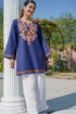 Kashmiri Aari Work Cotton Short Kurta – Navy Blue