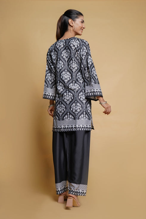 Printkari Poly Muslin Co-ord set in Black