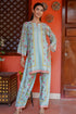 Printkari Poly Muslin Co-ord set in Tourquise Green