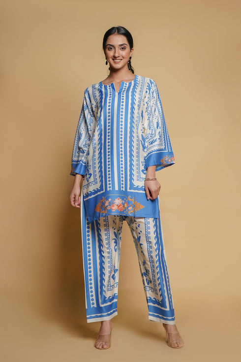 Printkari Poly Muslin Co-ord set in Blue