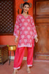 Printkari Poly Muslin Co-ord set in Strawberry Red