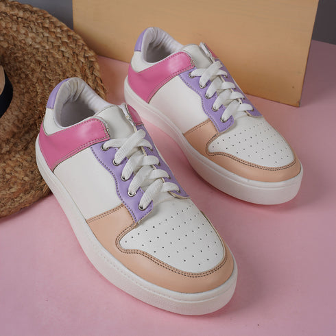 Women's Colorblock Lace-Up Casual Sneakers