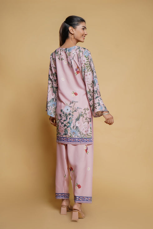 Printkari Poly Muslin Co-ord set in Pink