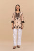 Saba Chikankari Short kurta in Chanderi Silk - Beige With Dark Brown