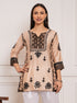 Saba Chikankari Short kurta in Chanderi Silk - Beige With Dark Brown