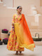Floral Printed Sequinned Pure Cotton Anarkali Kurta with Trousers & Dupatta