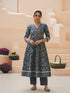 Women Floral Printed Cotton Kurta with Trousers & Dupatta