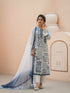 Floral Printed Thread Work Pure Cotton Straight Kurta & Trouser & Dupatta