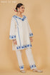 Bhavya in Kashmiri Aari Work Cotton Kurta Set - White With Blue