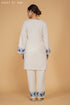 Bhavya in Kashmiri Aari Work Cotton Kurta Set - White With Blue