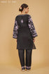 Kashmiri Aari Work Cotton Kurta Set - Black with Purple