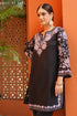 Kashmiri Aari Work Cotton Kurta Set - Black with Purple