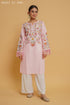Kashmiri Aari Work Cotton Long Kurta – Pink