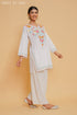 Kashmiri Aari Work Cotton Short Kurta – White