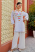 Kashmiri Aari Work Cotton Short Kurta – White