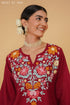 Kashmiri Aari Work Cotton Short Kurta – Maroon