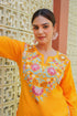 Kashmiri Aari Work Cotton Short Kurta – Mustard
