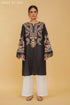 Kashmiri Aari Work Cotton Long Kurta – Black