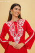 Rayon Chikankari Short Kurta in Red