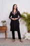 Saba Chikankari Kurta Set in Rayon Cotton - Black