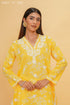 Mul Cotton Chikankari Long Kurta in Yellow