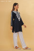 Rayon Chikankari Short Kurta in Navy Blue