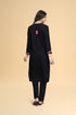 Saba Chikankari Long Kurta in Rayon Cotton - Black