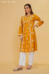 Cotton Chikankari Flared Kurta in Mustard Yellow