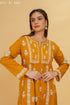 Cotton Chikankari Flared Kurta in Mustard Yellow