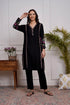 Saba Chikankari Kurta Set in Rayon Cotton - Black