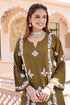 Rayon Chikankari Straight Kurta in Olive Brown