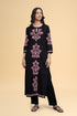 Saba Chikankari Long Kurti in Cotton - Black