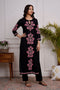 Saba Chikankari Long Kurti in Cotton - Black