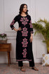 Saba Chikankari Long Kurti in Cotton - Black